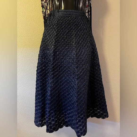 Vintage Anna Giovannozzi Italy Darkest Blue Crochet Raffia Maxi Skirt - Picture 3 of 12